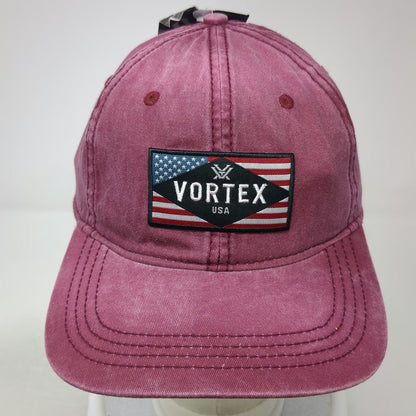 Vortex Baseball Cap Red One Size American Flag USA Patch Washed Cotton Hat