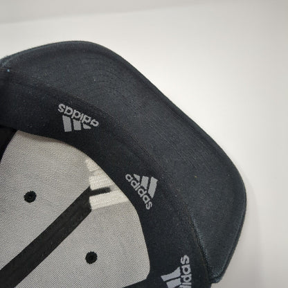 Adidas 3 Stripes Fitted Hat Black S/M Embroidered A-Flex 6 Panel