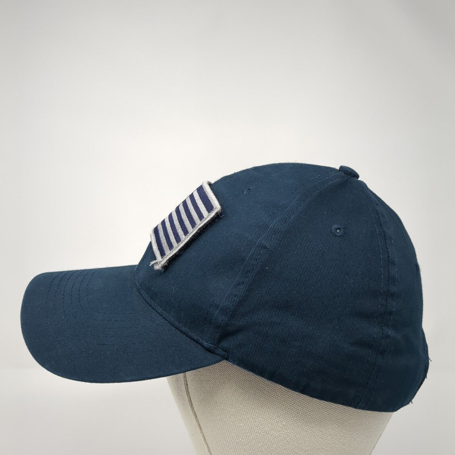USA American Flag Patch Strapback Hat Blue One Size Eagle Crest 6 Panel