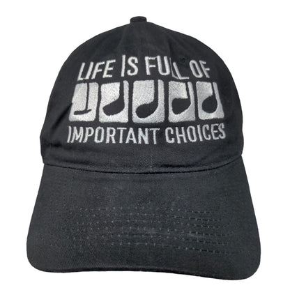 Queensboro Slideback Hat One Size Black Embroidered Print Vent Holes