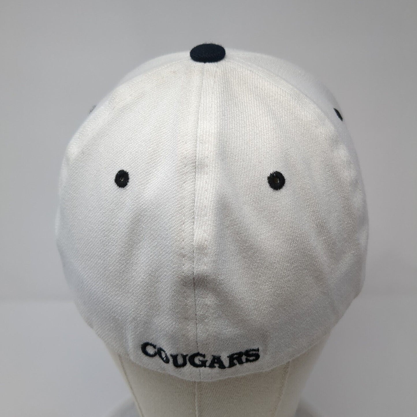 Cougars Fitted Hat White S/M Embroidered Logo Colorblock 6 Panel