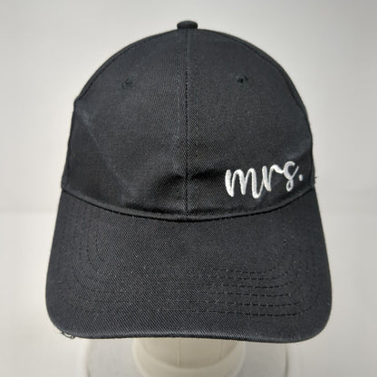 Mrs. Slideback Hat Black One Size Adjustable Embroidered Vented Holes 6 Panel