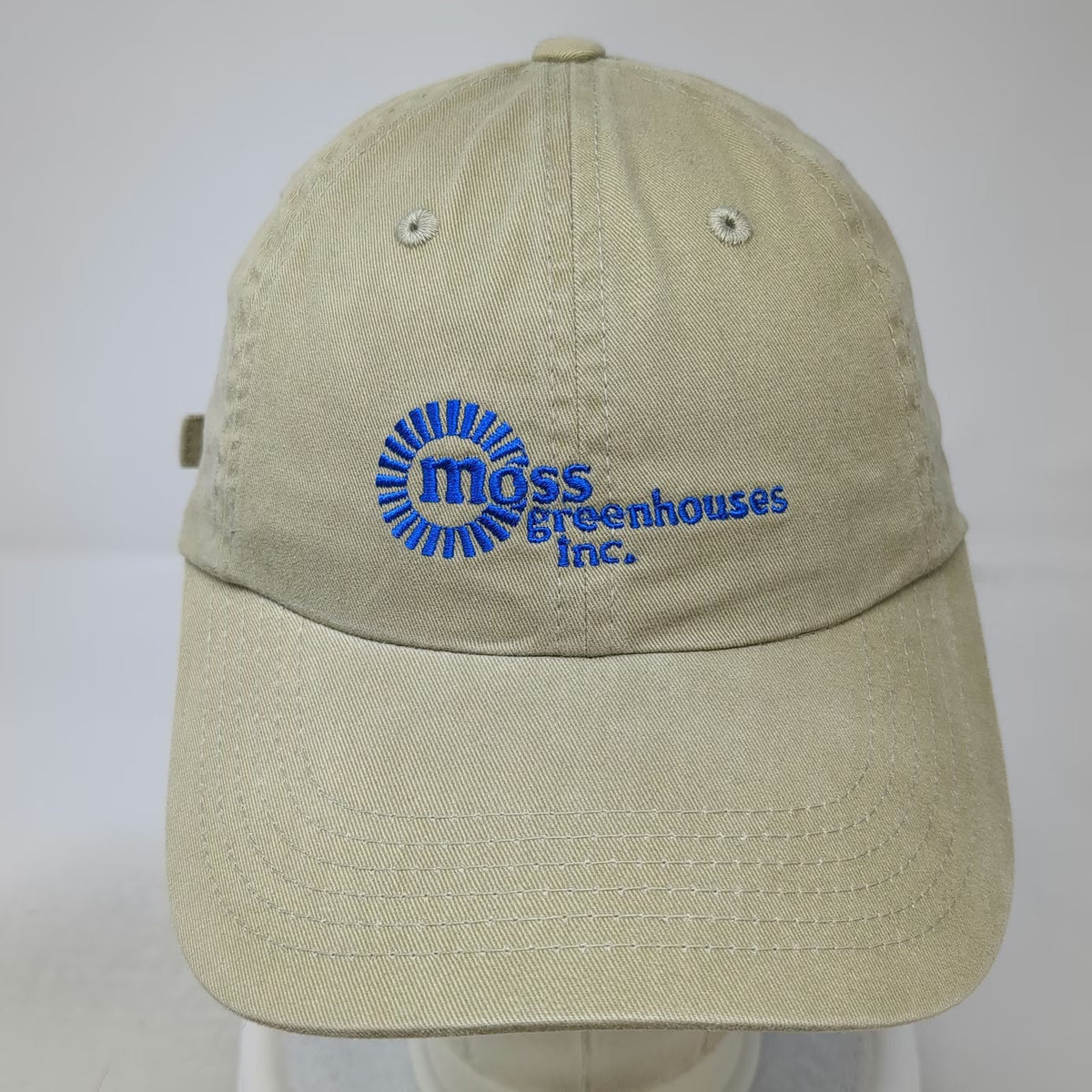 Port Authority Baseball Cap Beige OSFM Slideback Moss Greenhouses Employee Hat