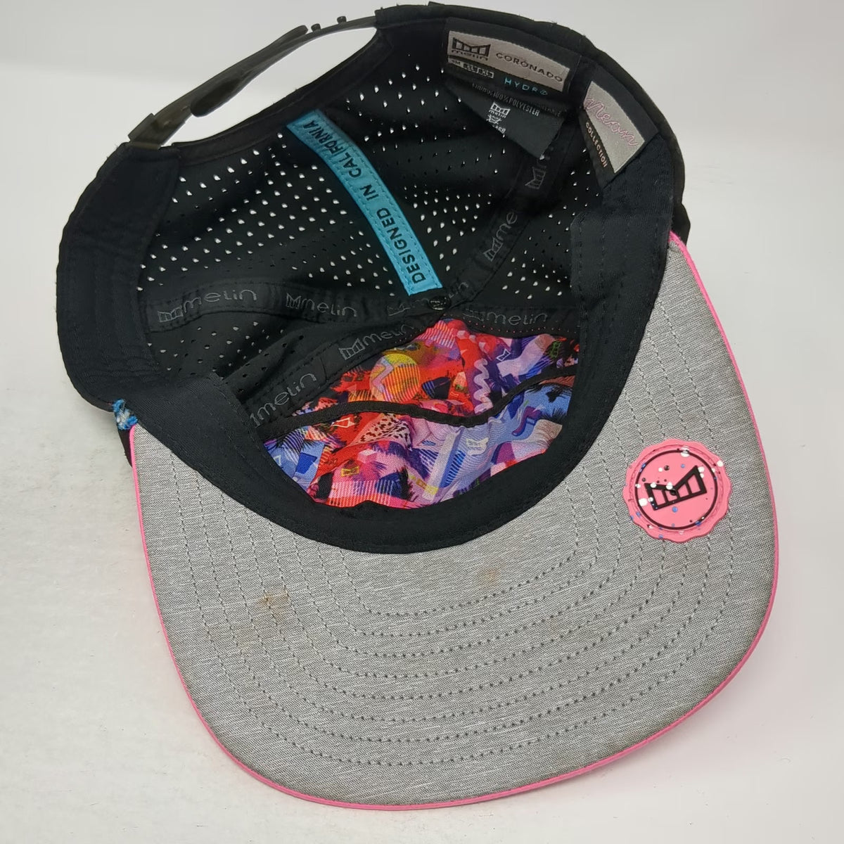 Melin Trucker Hat Pink S Hydro Neon Collection Perforated Snapback Palm Trees