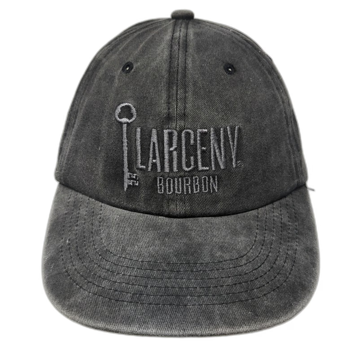 Baseball Cap Gray One Size Larceny Bourbon Hat Slideback Logo Skeleton Key Twill