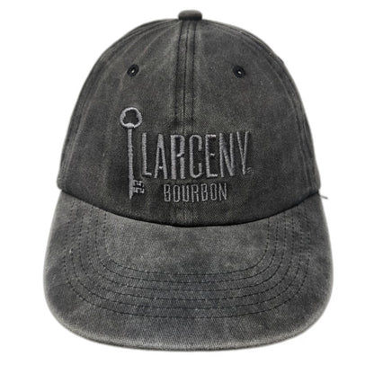 Baseball Cap Gray One Size Larceny Bourbon Hat Slideback Logo Skeleton Key Twill