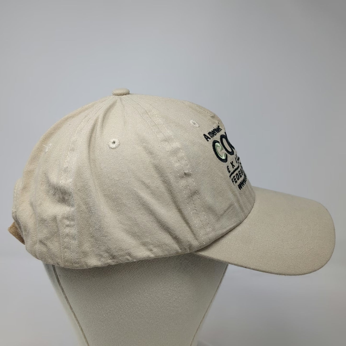 Hit 5 Panel Beige One Size Hat Federal Credit Union Embroidered Strapback