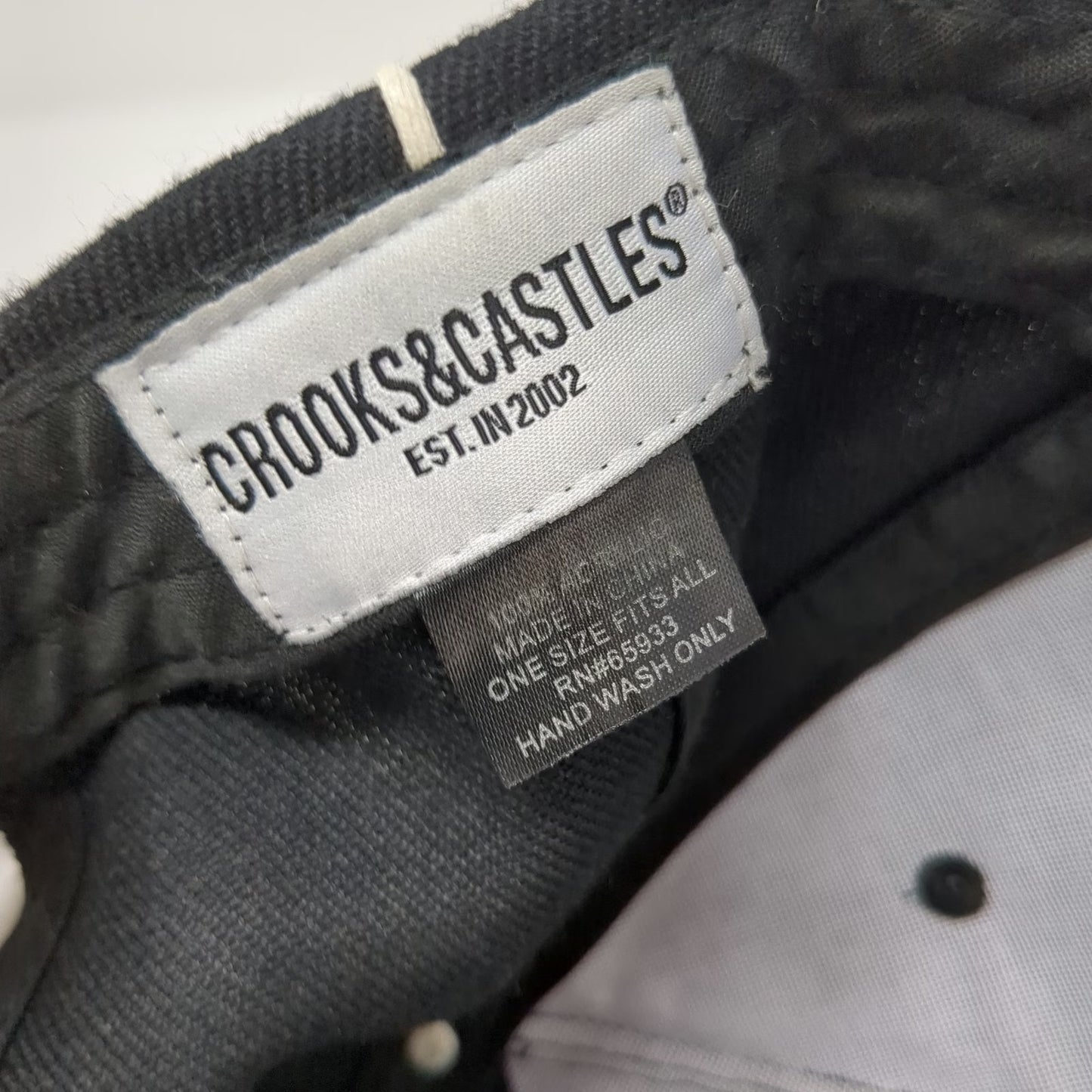 Crooks & Castles Snapback Black One Size Hat Contrast Piping Embroidered Logo