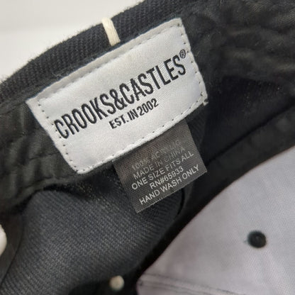 Crooks & Castles Snapback Black One Size Hat Contrast Piping Embroidered Logo