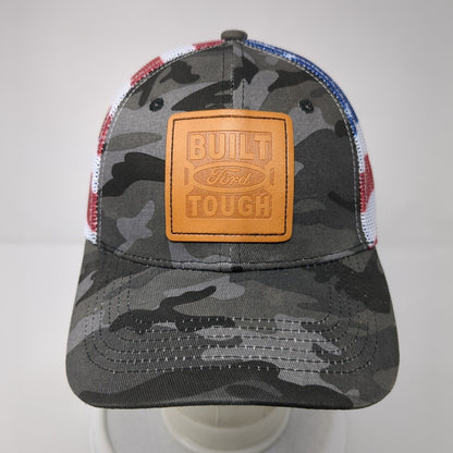 Ford Built Tough Snapback Trucker Hat Camouflage One Size Adjustable Patriotic