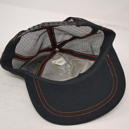 Harley-Davidson Trucker Hat Black Mesh Back Snapback Made in USA Orange Vintage