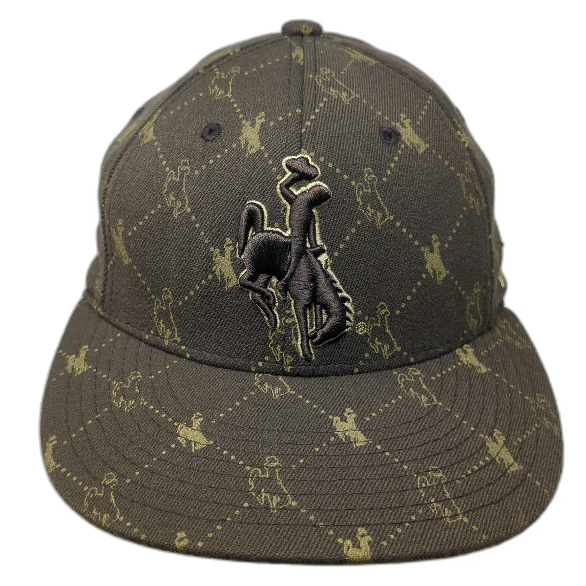 Zephyr Brown Baseball Cap S Fitted Bucking Bronco All Over Print Embroidered Hat