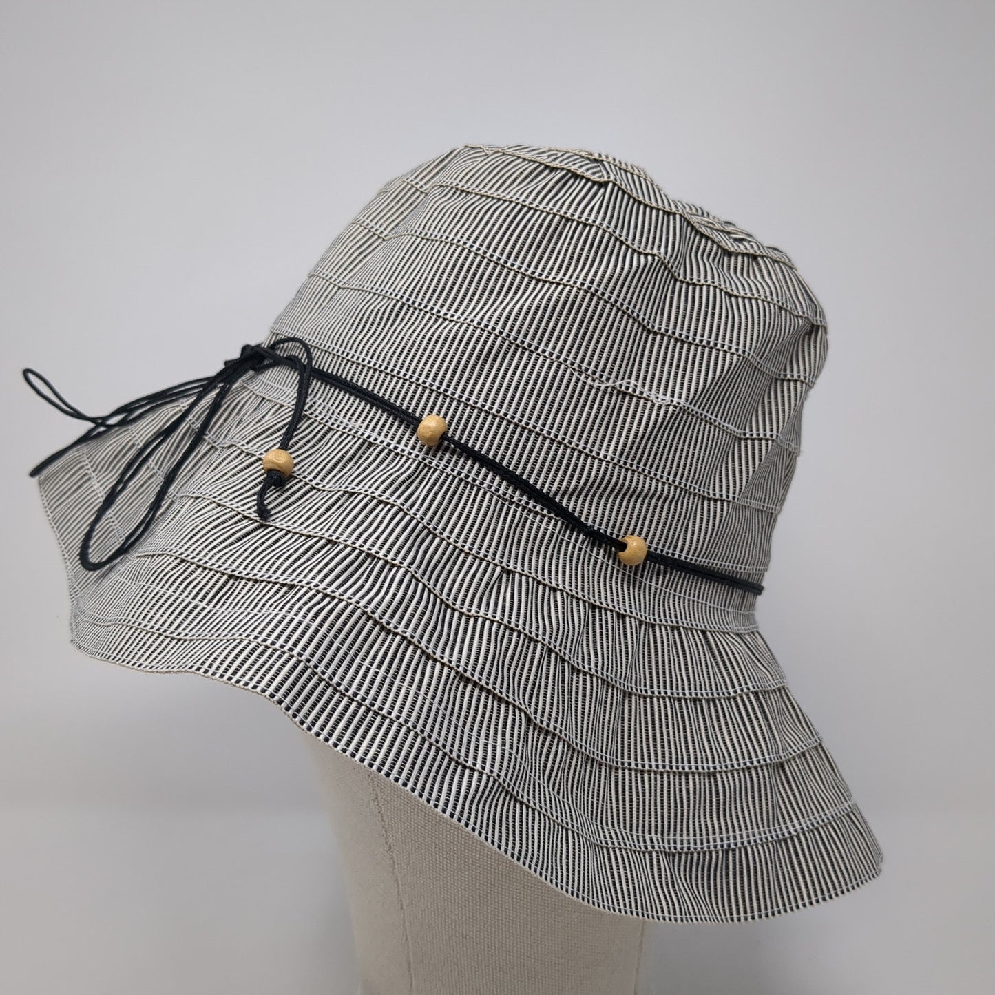 Unbranded Bucket Sun Hat Multicolor Beaded Striped Outdoor Blank