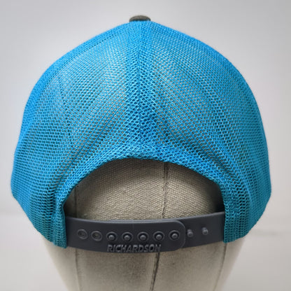 Richardson Trucker Hat Gray Blue One Size Mike's Archery Leather Patch Mesh