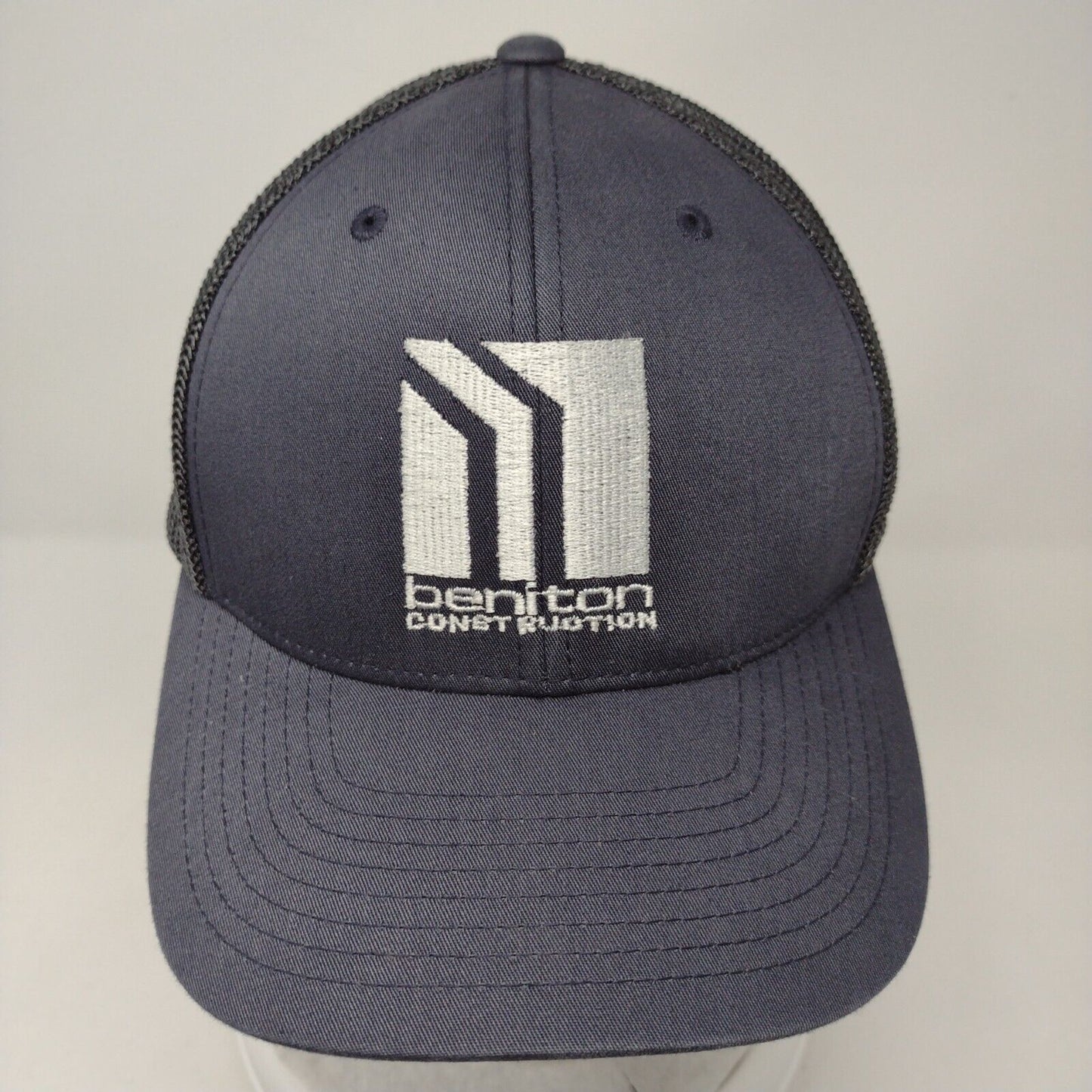 Beniton Construction Fitted Trucker Hat Gray L/XL Mesh Back Port Authority