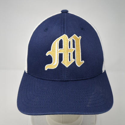 Port Authority Fitted Trucker Hat Blue S/M Flexfit Embroidered Mesh Back