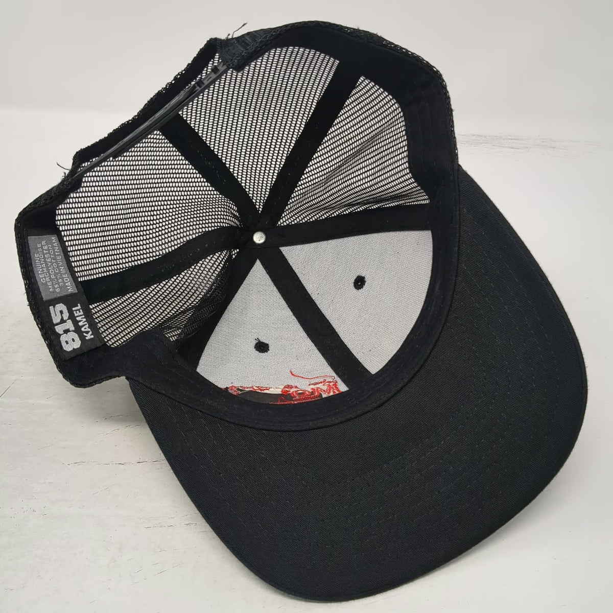 815 Kamel Trucker Hat Black Red One Size Mo Bettahs Hawaiian Food Mesh Back Hat