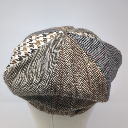 Cappelli Newsboy Hat Multicolor One Size Houndstooth Chevron Acadamia Wool Blend