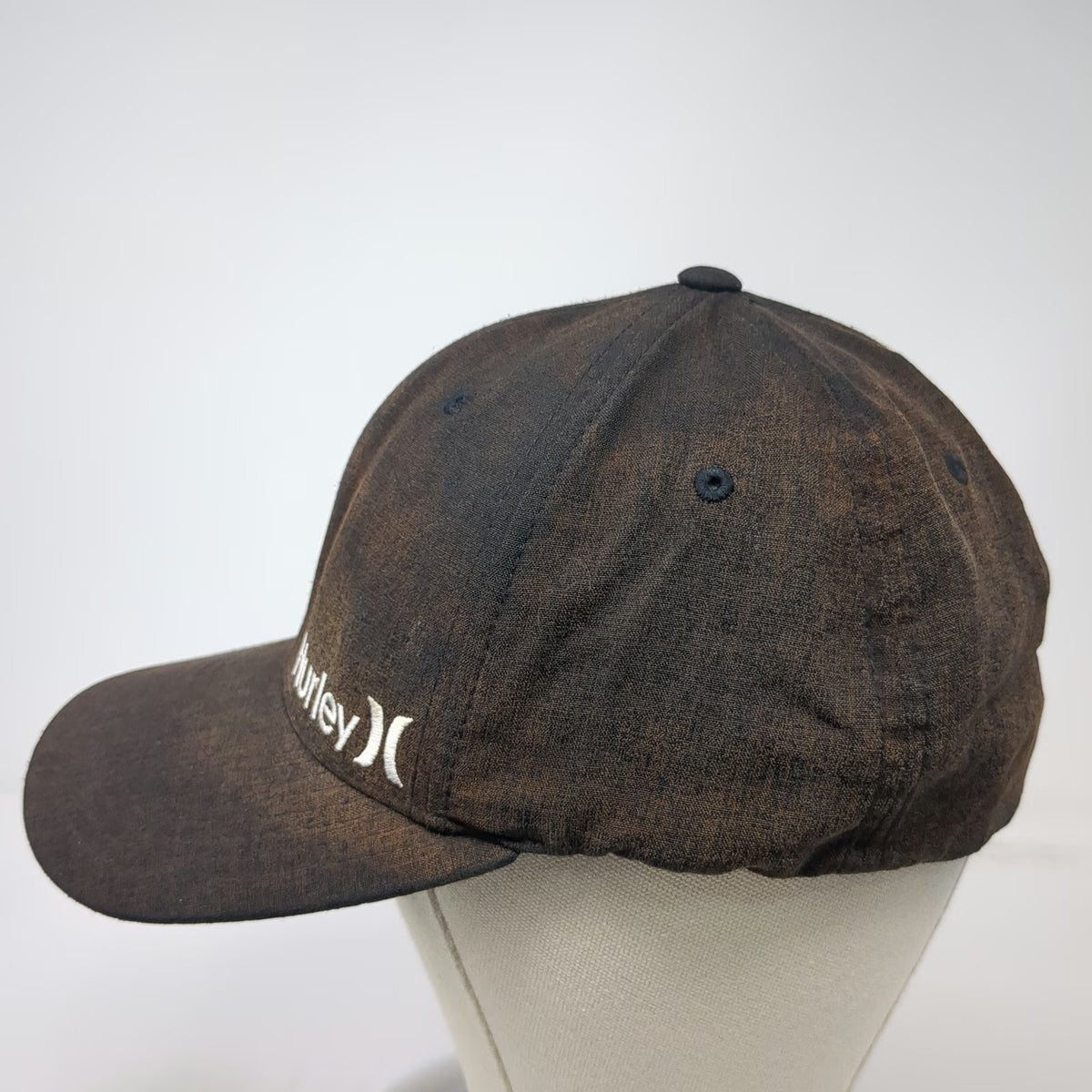 Hurley Baseball Cap Black XL Flexfit Embroidered Logo Curved Brim Stretch Hat