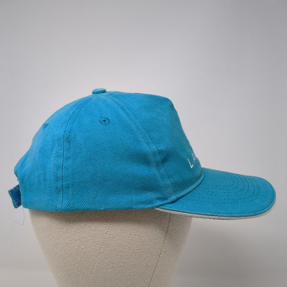 Lagoon Strapback Hat Blue One Size Adjustable Embroidered Vented Holes 6 Panel