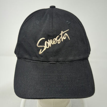 KC Caps Baseball Cap Black One Size Sonesta Script Logo Hat Slideback Closure
