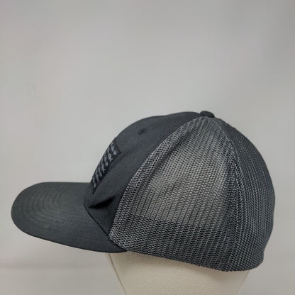 USA Flag Fish Unisex Fitted Trucker Hat Gray L/XL Mesh Back Columbia PFG