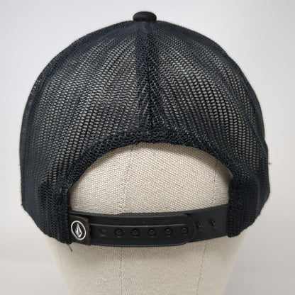 Volcom Trucker Hat Black One Size Skull Graphic Mesh Back Flat Brim Snapback