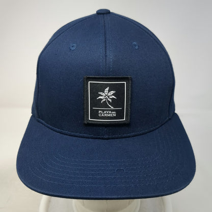 THT Headwear Snapback Blue One Size Playa Del Carmen Palm Tree Patch Cotton Hat
