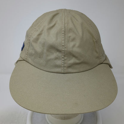 Columbia Baseball Cap Beige Blue L Neck Flap Fitted Made in USA Hat Vintage