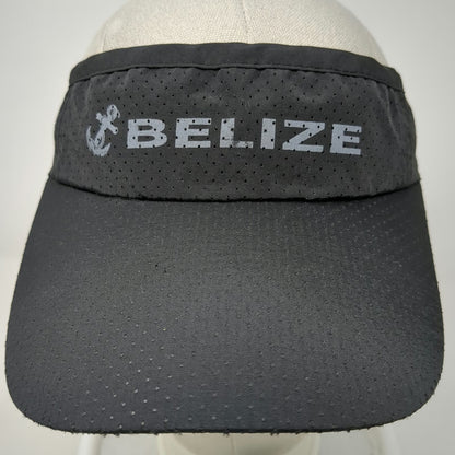 Black Visor One Size Belize Anchor Perforated Polyester Adjustable Slideback Hat