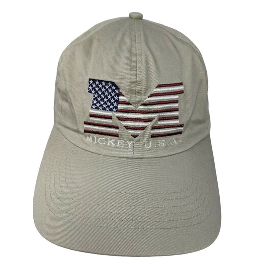 Walt Disney World Mickey USA Hat Patriotic Dad Cap Slideback Adjustable Beige