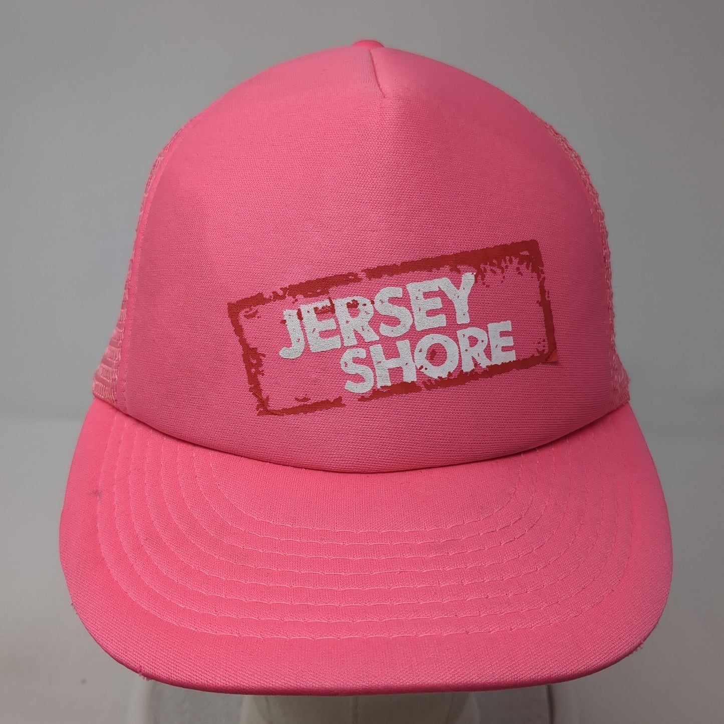 Jersey Shore Snapback Trucker Hat Pink One Size Mesh Back Adjustable