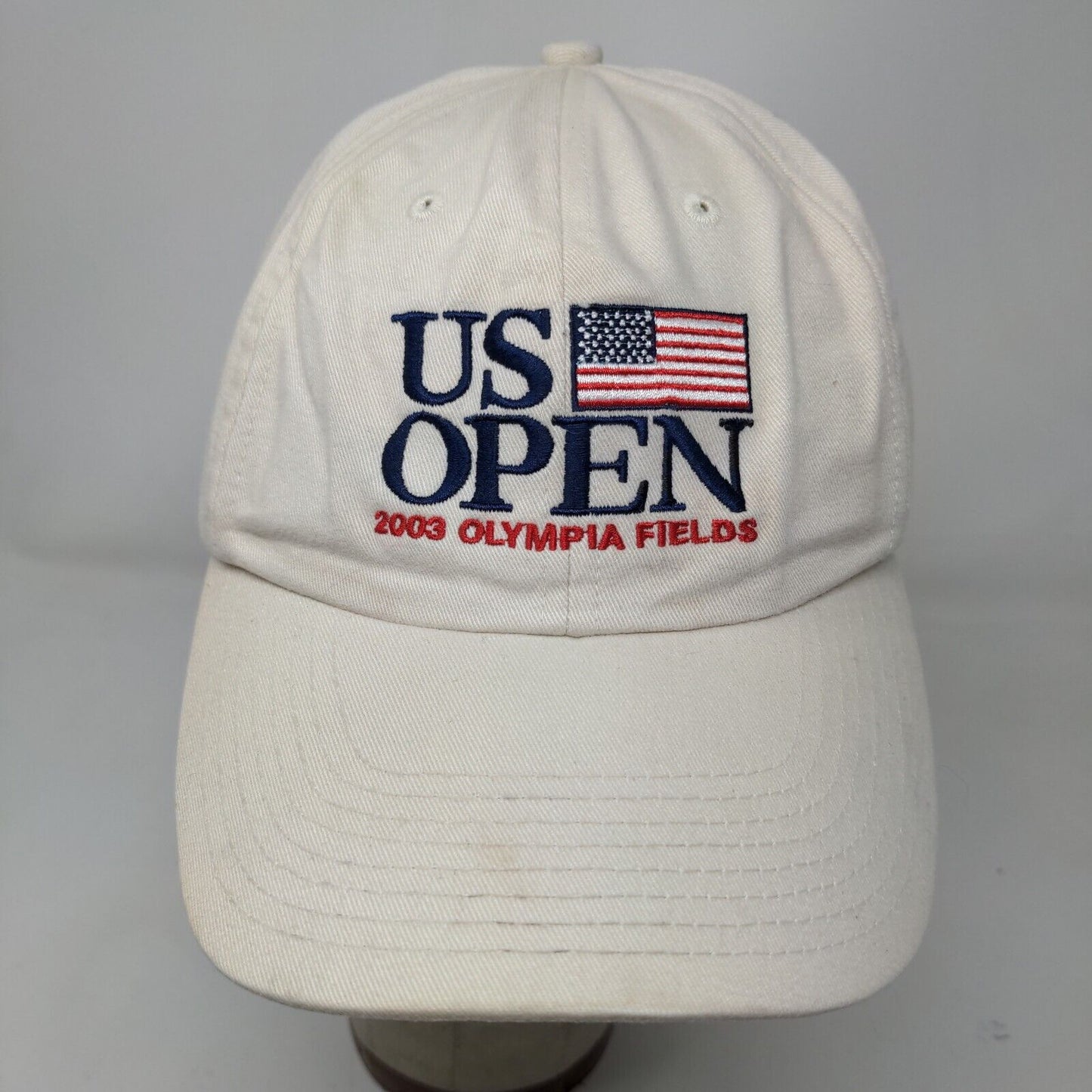 USGA Men's Slideback Hat Tan Embroidered US Open 2003 Olympia Fields Vintage