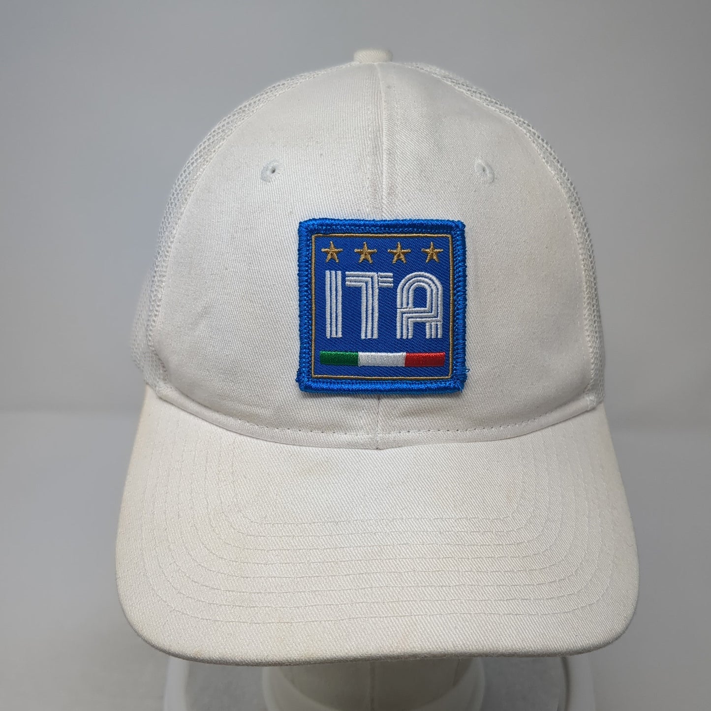 ITA Snapback Trucker Hat White One Size Solid Mesh Back Port Authority