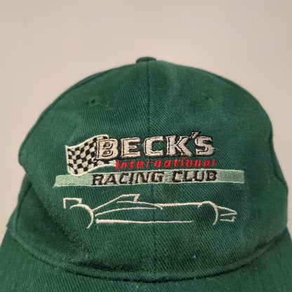 Beck's International Racing Club Men's Slideback Hat Green Embroidered Logo