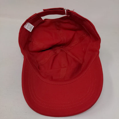 Unbranded Strapback Hat Red One Size Adjustable Vented Holes 6 Panel Blank