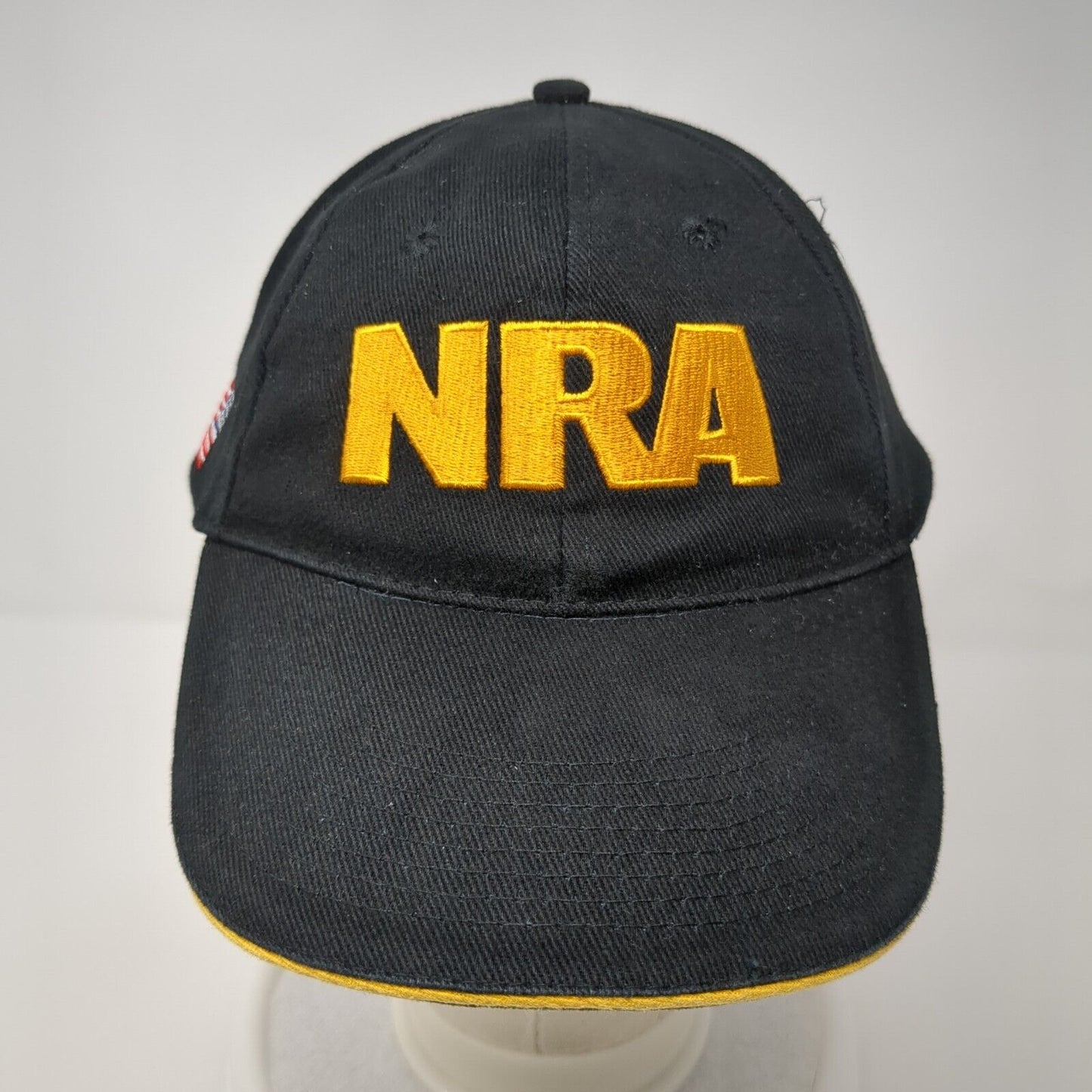 NRA USA Flag Strapback Hat Black One Size Adjustable Embroidered 6 Panel