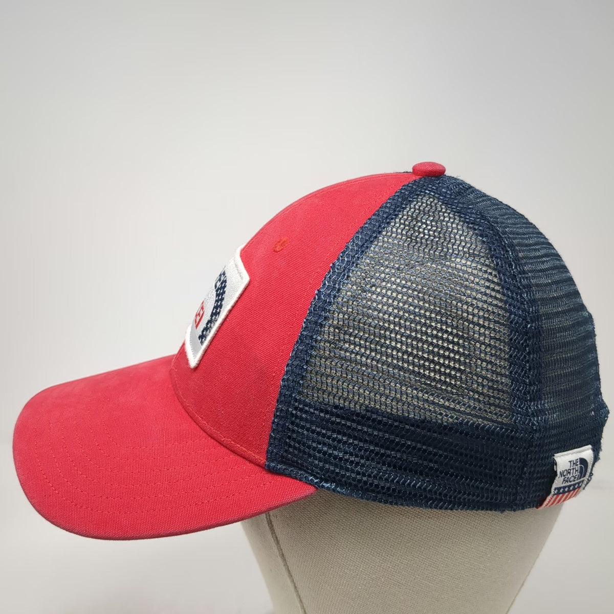 The North Face Trucker Hat Red Blue One Size American Flag Patch Snapback