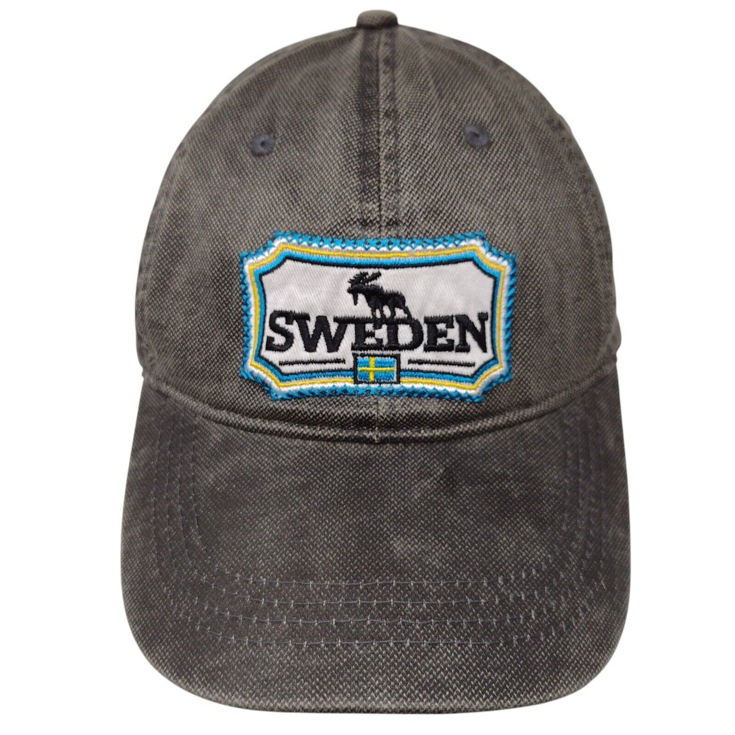 Sweden Strapback Hat Gray OSFA Adjustable Embroidered 6 Panel Polyester