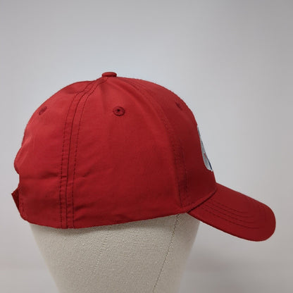 i9 Sports Strapback Hat Red OS Adjustable Embroidered Vented Holes Polyester