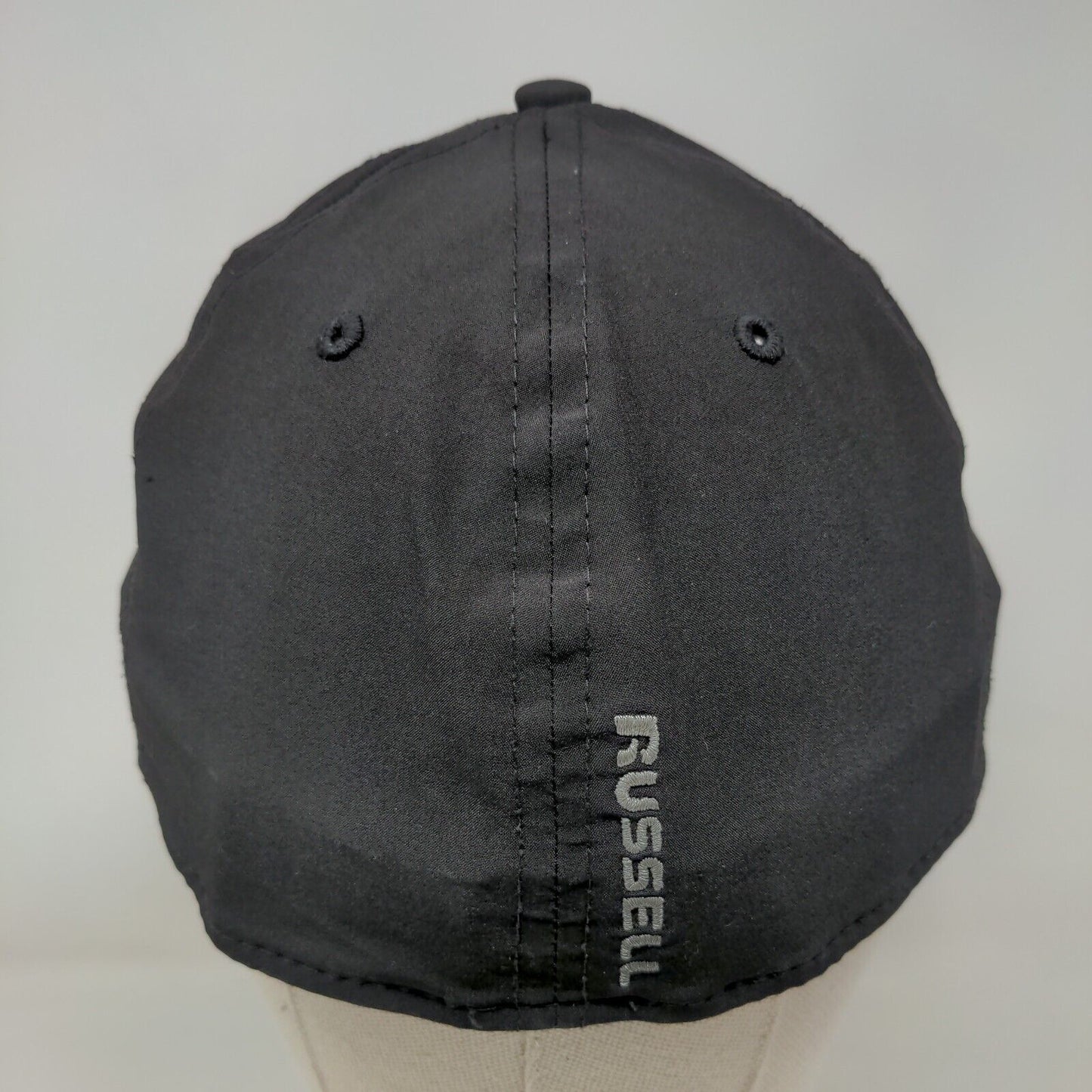 Russell Fitted Hat Black One Size Embroidered Breathable Vented Holes
