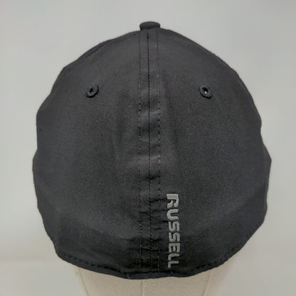 Russell Fitted Hat Black One Size Embroidered Breathable Vented Holes