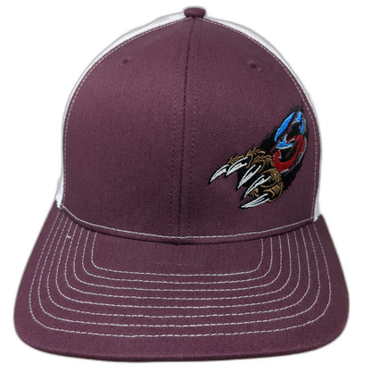 Richardson Trucker Hat Purple OSFM White Mesh Back Snapback Graphic Claw Logo