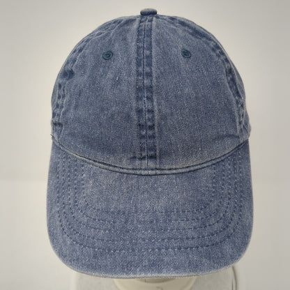 Unbranded Strapback Hat Blue OS Adjustable Vented Holes 6 Panel Denim Blank