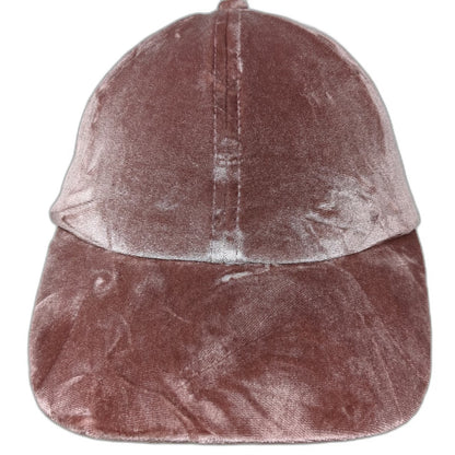 Baseball Cap Pink One Size Crushed Velvet Curved Brim Adjustable Strap Hat