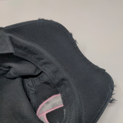 Pink Ribbon Rhinestone Strapback Army Hat Black One Size Pit Bull