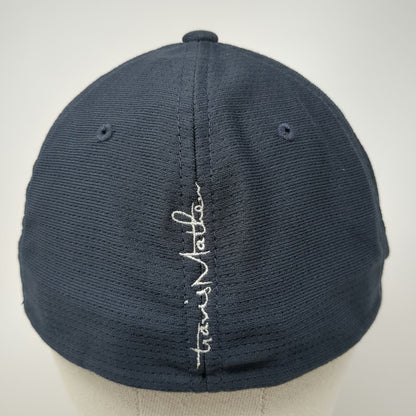 TravisMathew Baseball Cap Blue XL Flexfit Mesh Textured Athletic Logo Golf Hat
