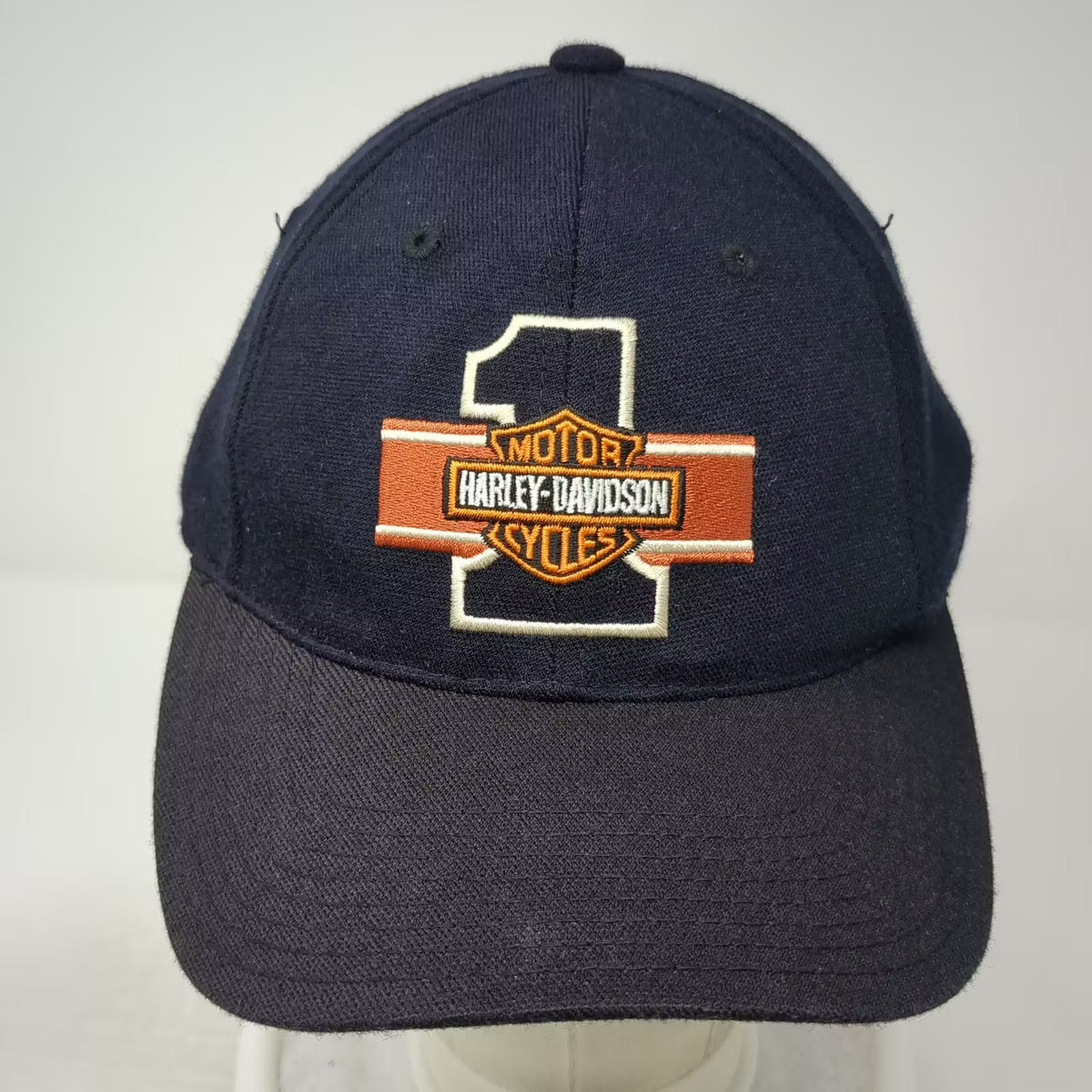 Harley-Davidson Baseball Cap Blue XL Embroidered #1 Bar & Shield Stretch Fit Hat