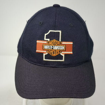 Harley-Davidson Baseball Cap Blue XL Embroidered #1 Bar & Shield Stretch Fit Hat