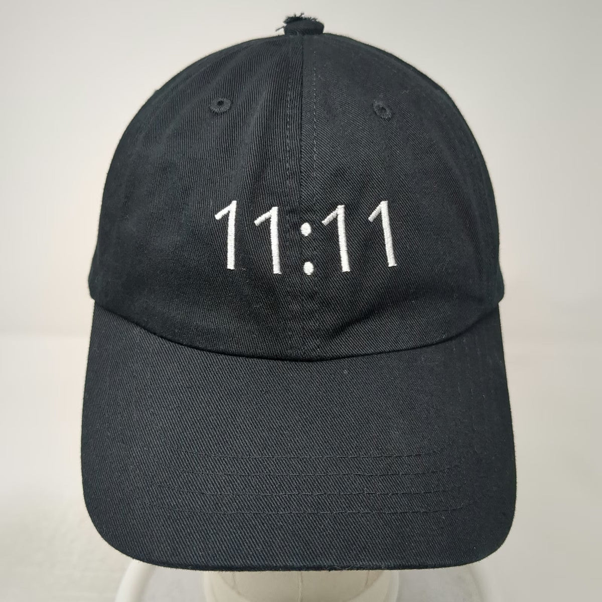 Yupoong Baseball Cap Black One Size 11:11 Embroidery Cotton Adjustable Hat